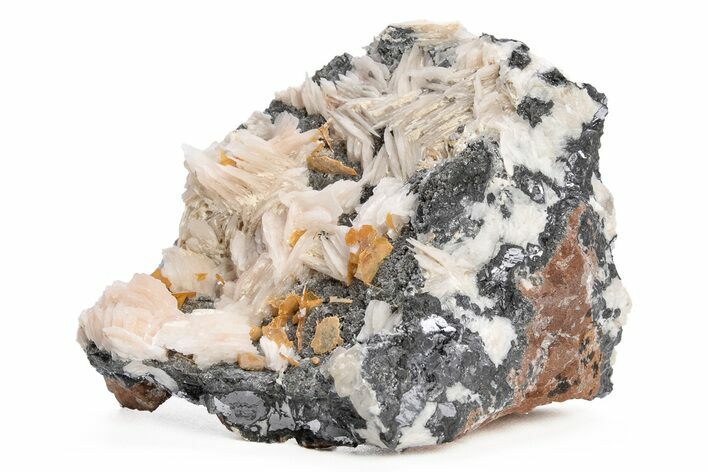 Wulfenite & Bladed Barite On Galena #215012